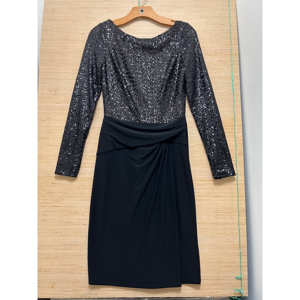Lauren Ralph Lauren Evening Black‎ Sequin Bodice Cocktail Dress Size 4 NWT